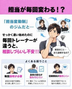 失敗しないジム選びのポイント４担当が変わる？